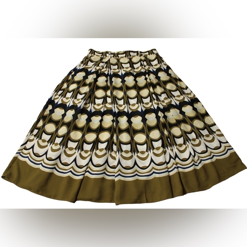 H&M Women’s Geometric Printed Pleated Midi Skirt Size 8 - Picture 6 of 13